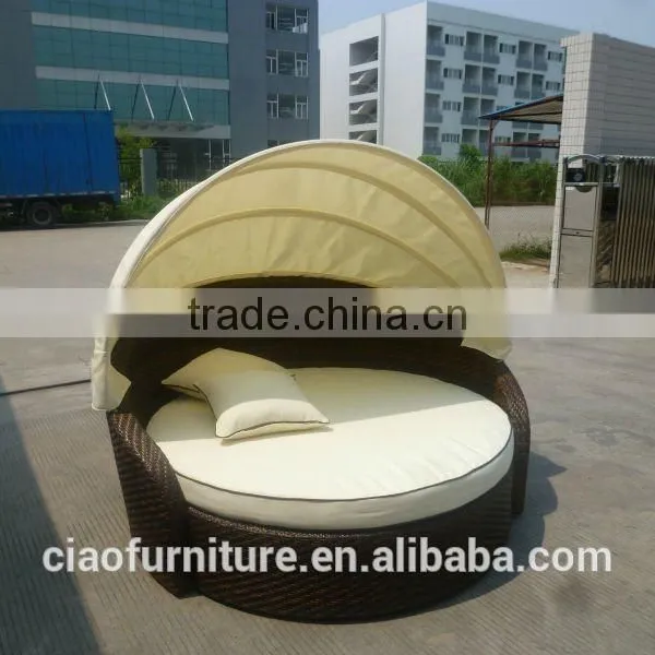 Outdoor Sunbed for Adults Rattan Patio Furniture Round Bed photo-4