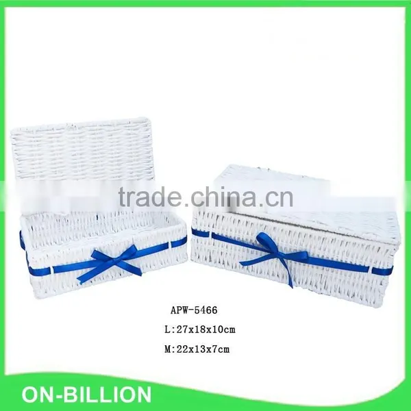Stylish Paper Rope Weaving Basket With Lid for Cutlery Small Sundries Storage photo-2