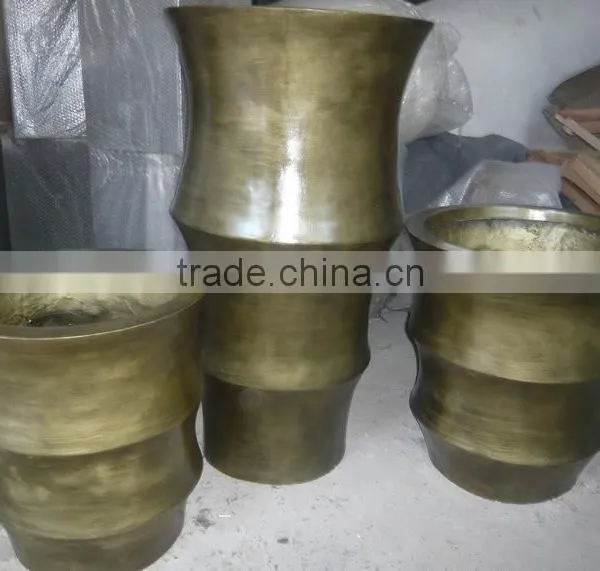 Golden Fiberglass Planter Flowerpot photo-3