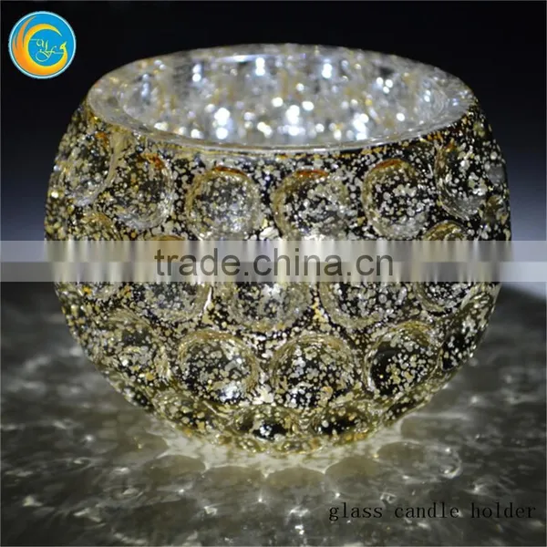 Elliptical Broken Silver Plating Glass Candle Holder photo-6