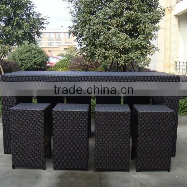 Outdoor Furniture Bar Table Chairs Patio Dining Rattan Wicker Set 9pcs New photo-2