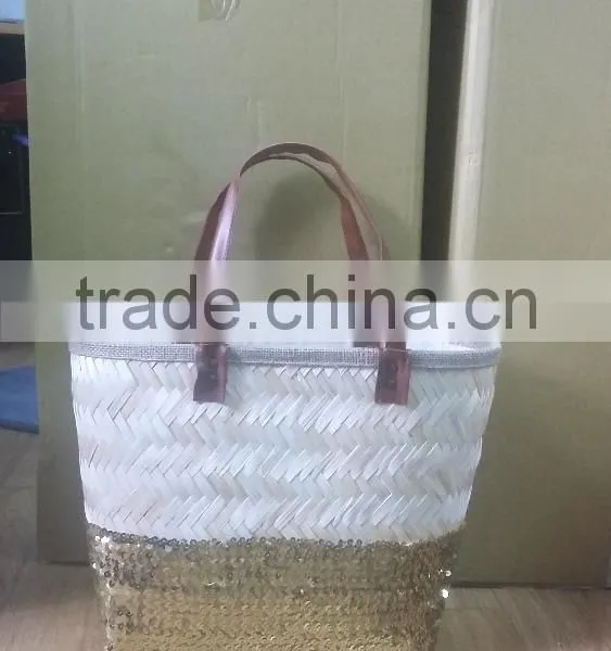 Eco Friendly Natural Bamboo Sequin Basket With Liner photo-2