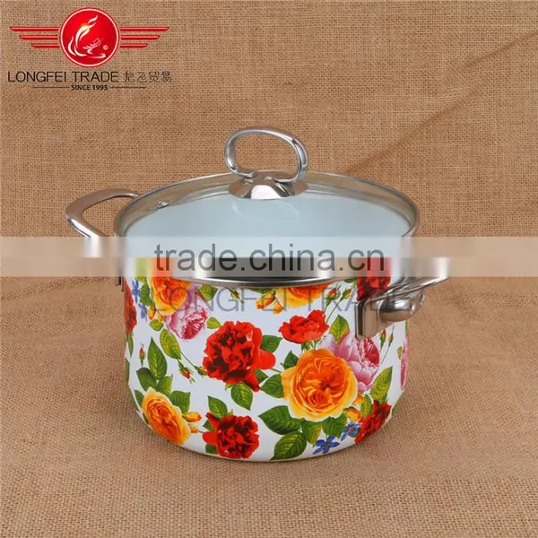 Hot Sale New Design Enamel / Ceramic 24cm Cookware Pot Set/ Deep Soup Pot Stock Pot photo-2