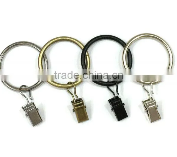 Rod Ring With Clip Hanging / A Ring With A Clip / Iron Curtain Ring With Clip Black Coated photo-3