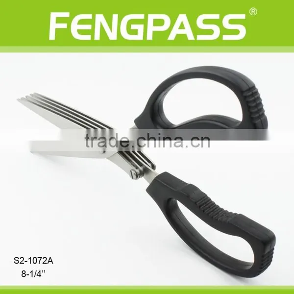 S2-1072A 8-1/4" PP Handle With 5 Blades Stainless Steel Sharpness Shredder Herb Scissors photo-3