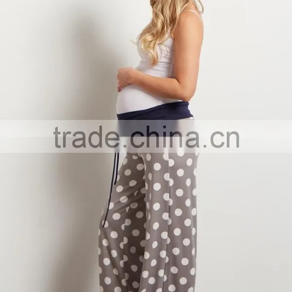 Sexy Adult Breastfeeding Grey Polka Dot Maternity Pajama Pants For Pregnant Women photo-6