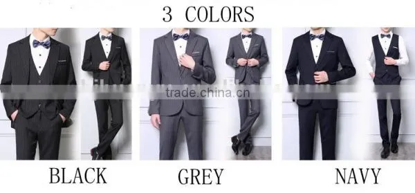 Autumn and Winter Men's Striped British Leisure Slim Fashion Business 3 Piece Suit photo-2
