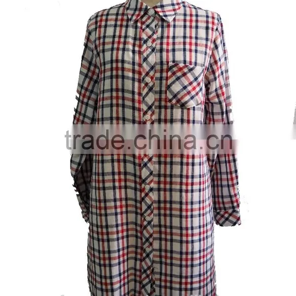 White With Multi-Colour Tartan Plaid Soft Point Collar and Box Pleated Back Yoke Button Down Long Shirt