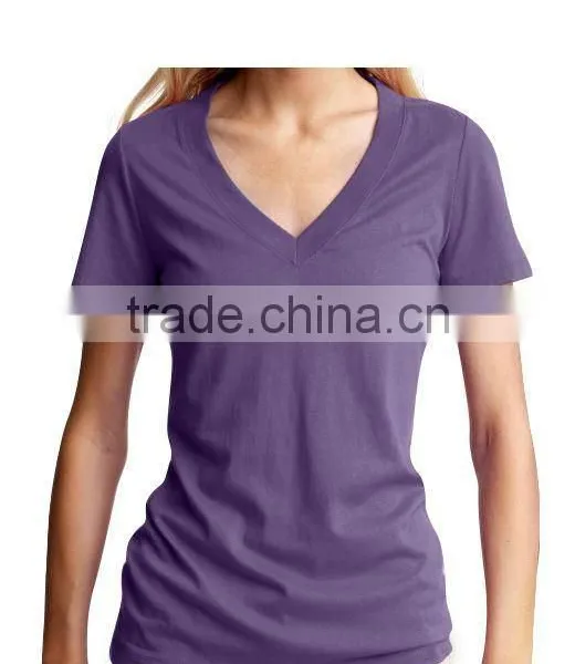 Plain Dyed Womens V Neck t Shirt