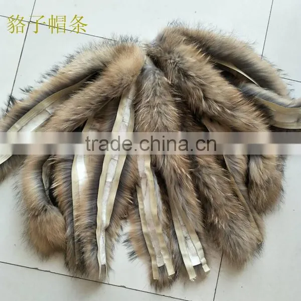 BBG-H-2 Natural Raccoon Fur Trimming / Real Fur Hood Trim / Trim For Collar photo-2