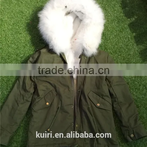 High Fashion Cold Winter Outwear 2016 New Natural Faux Fox Fur Lined Parka With Natural Big Size Raccoon Fur Collar Trim photo-5