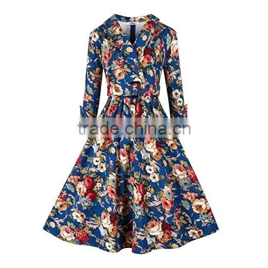 Walson Women's 1950s Vintage 3/4 Sleeve Rockabilly Swing Dress photo-3