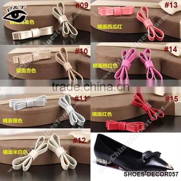 Different Colors Patent Leather Bowknot For Shoe Decorations photo-2