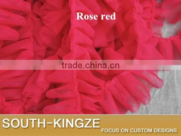 Double Layer Mesh Ruffled Ribbon Trim for Skirt Decoration 5 cm Wide 10 Colors for Choice photo-5