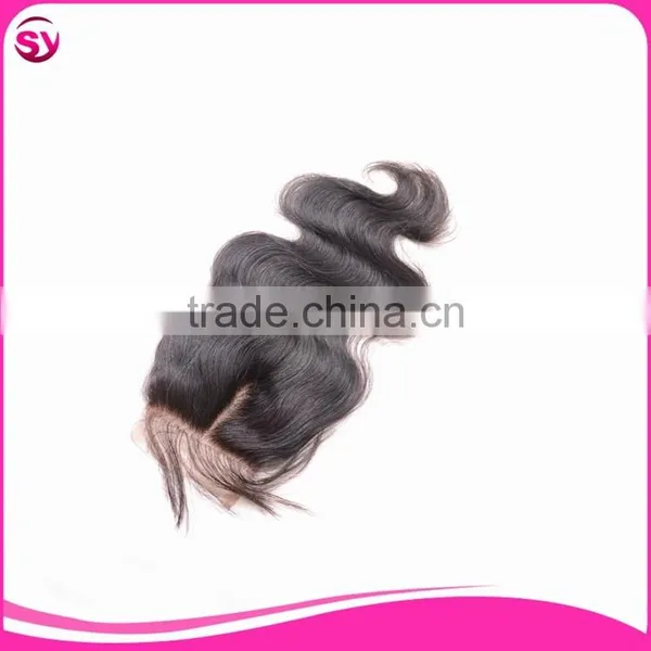 Cheap Bleached Knots Non Remy Hair Body Wave 3 Part Closure photo-5
