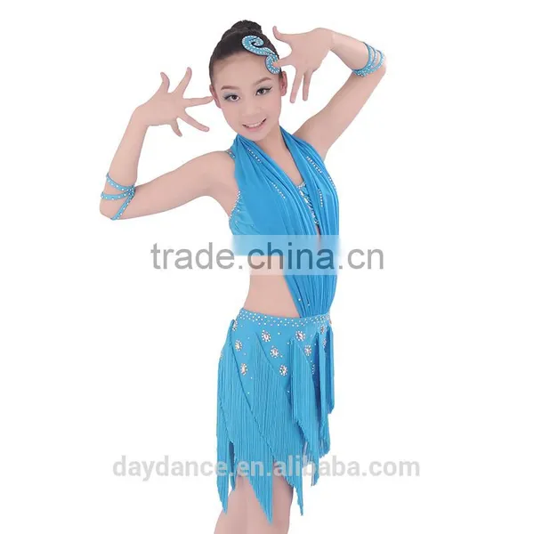 Black Fringe Salsa Competition Dress Hang Neck Girls Latin Dance Wear photo-4
