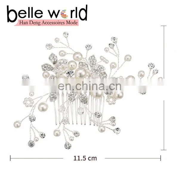 Bride Pearl Floral Hair Accessories Hair Fork Decoration Wedding photo-4