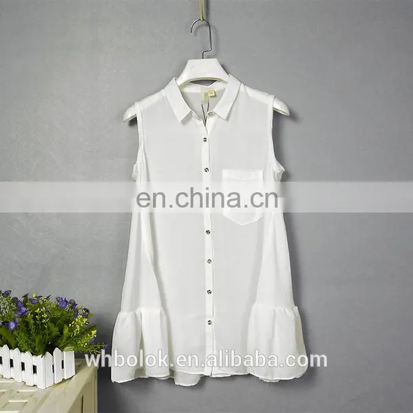 OEM Service Summer New Design Sleeveless Fashion White Girls Tops