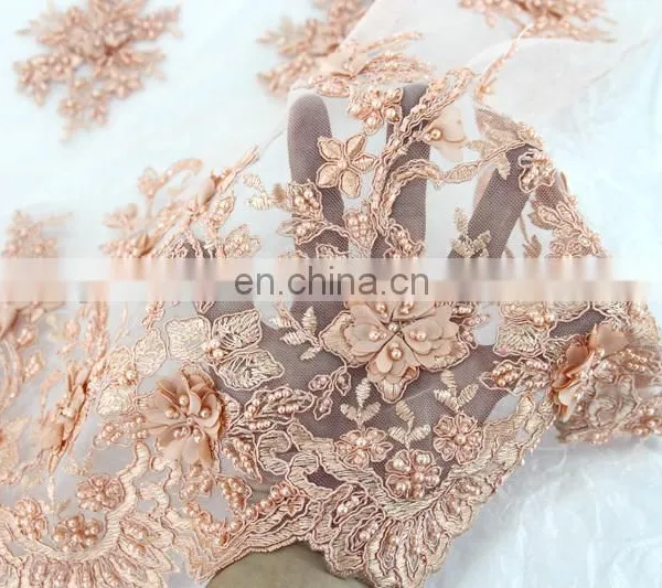 China Suppliers Handwork Embroidery Designs/handwork Beaded Lace Fabric/handwork 3d Embroidery Lace Fabric for Wedding Party photo-6