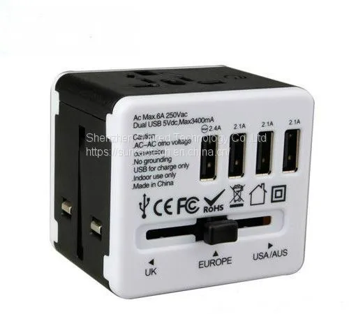 Логотип CMYK Путевой адаптер с 4 портами USB