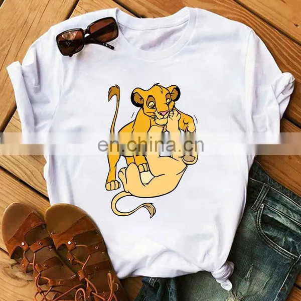 New Cute Lion King Lady T-shirt Cartoon Printing Harajuku Female T-shirt Loose Short Sleeve Top photo-3