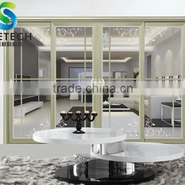 Light Yellow Frames Tempered Glass for Partition Sliding Doors