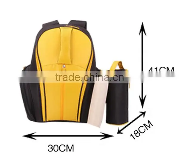 Yellow 300D Backpack Designer Diaper Bags With Bottle Bag photo-4