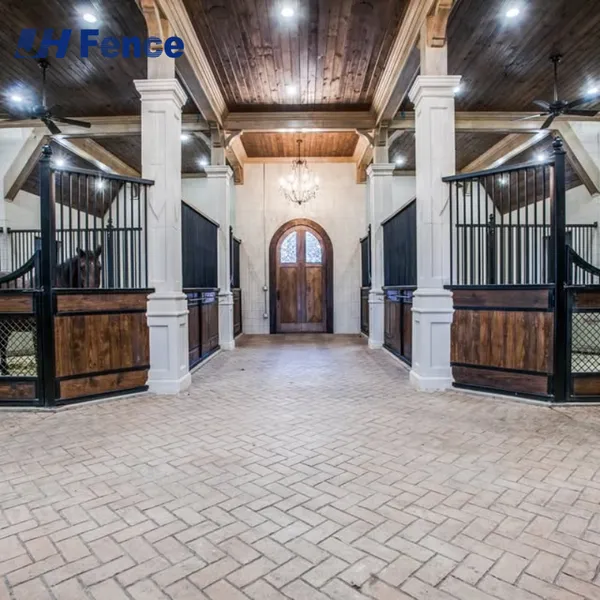 Safe Standard Portable Galvanized Horse Stall Panel Horse Shelter Swing Door Steel Frame Horse Equipment Stables With Roof photo-5