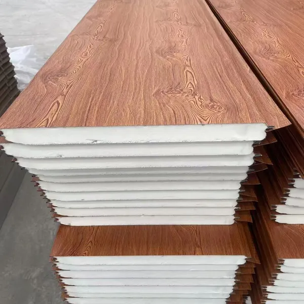 Factory Produced Wood Color Pu Sandwich Panel for Building House Exterior Metal Siding Insulation photo-3