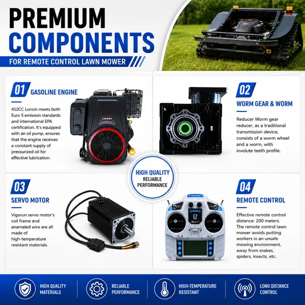 VTLM800 RC Lawnmower With Self-Locking Slope Safety System, 60° Maximum Slope Remote Control Mower Machine photo-4