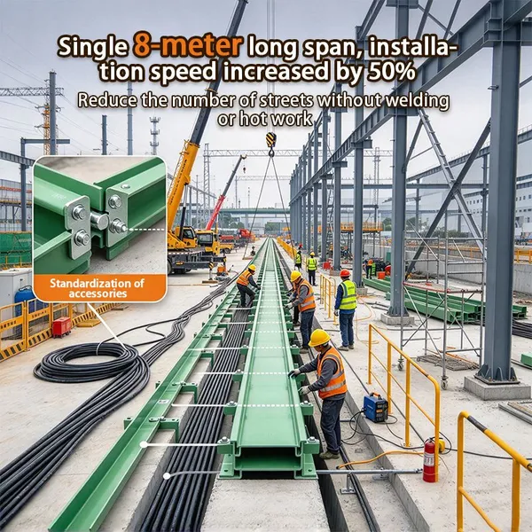 Solar Photovoltaic Special FRP Cable Tray Weatherproof Anti Corrosion Fiberglass GRP Tray For PV Power Station Wiring