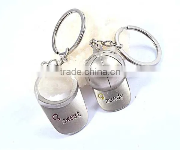 Professional Factory Couple Custom Metal Creative Christmas Gift Baseball Hat Keychain photo-3