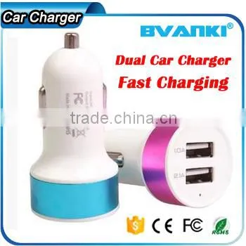 2016 New Arrival Customize Colorful Aluminum Ring Mini Universal Car Charger , Single / Dual Usb Car Charger for Mobile Phone photo-3