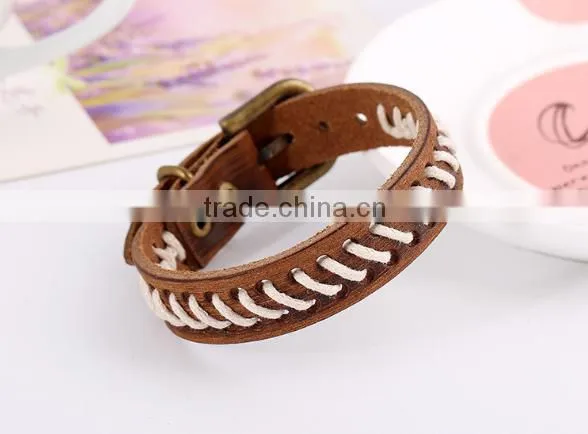 Custom High Quality Fashion Mens Leather Bracelet/charm Bracelet Jewelry photo-5
