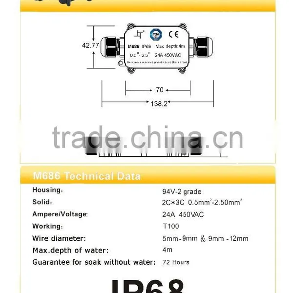 2 Hole Waterproof Ip68 Junction Box for Garden Light photo-6