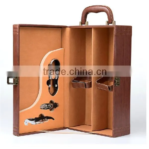 Vintage 2 Bottles With Tools And Lock Leather Wine Gift Boxes photo-4
