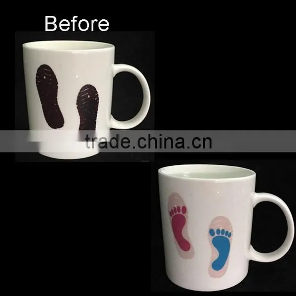 Promotion!!! 11oz Ceramic Footprint Photo Color Changing Magic Mug