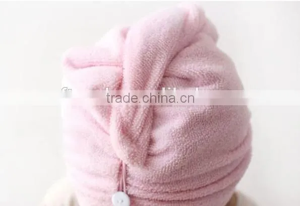 China Supply Popular Ultra Absorbent Turbie Twist Cotton Terry Towel Hair Turban With Embroidery Logo photo-2