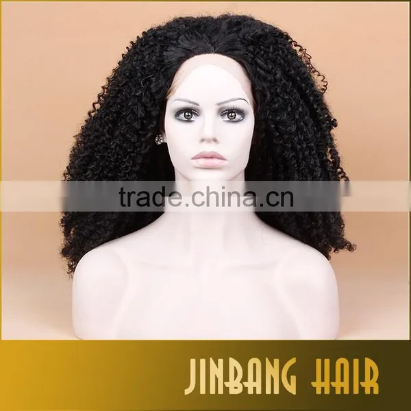 New Premium Fashion Ombre Black Loose Kinky Curly Synthetic Lace Front Wig Glueless Short Heat Resistant Hair Women Wigs photo-3