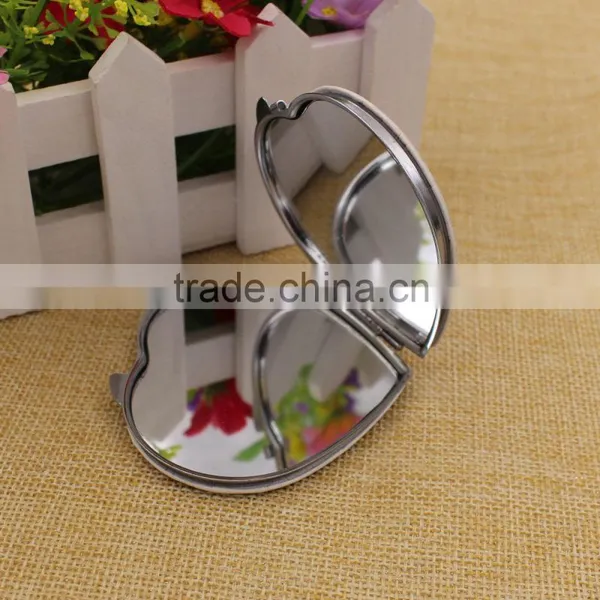 Custom Cheap Heart pu Leather Compact Mirror / Mirror Pocket / Makeup Mirror photo-3