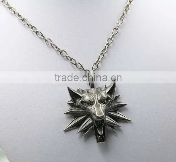 Hot Sale Game Retro Jewelry The Witcher 3 Wolf Head Pendant Necklace photo-4