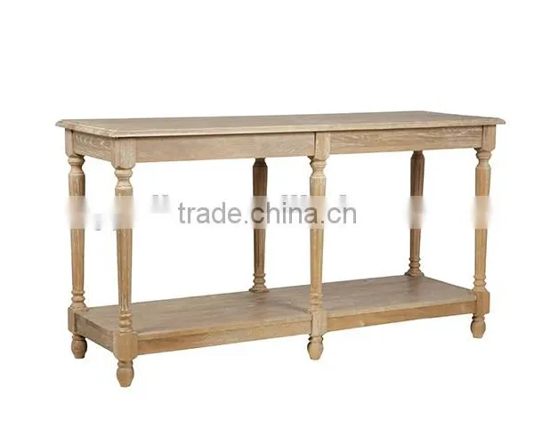 French Style Vintage Oak Wood Side Table photo-3