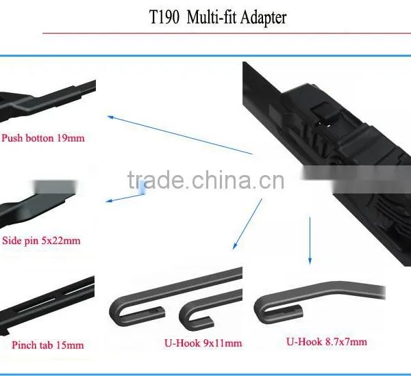 T190 Ideal Streak-free Smooth Quiet Auto Parts Hybrid Japanese Car J-Hook Arm 500mm Windshield Stealth Wiper Blade photo-6