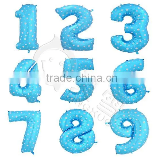 Blue Pink Self Inflatable Number Balloon Foil 40" Helium photo-2