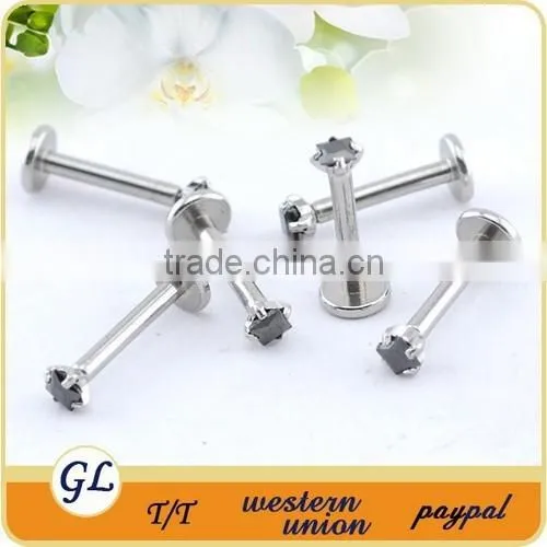 LR01005 Stainless Steel 16G Zircon Lip Labret Ring photo-5