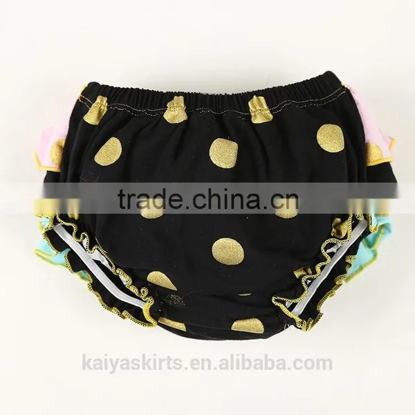 New Gold Dot Ruffled 100% Cotton Baby Pictures of Girls Without Runderwear photo-2