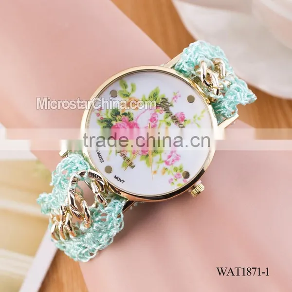 DIY Hand Made Woven Chain Flowers Watch Women photo-2