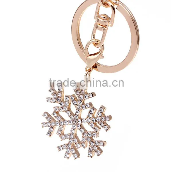 New Fashion Cute Keychain For Keys Wholesale Christmas Gift Rhinestone Snowflake Key Chain For Woman Jewelry photo-5