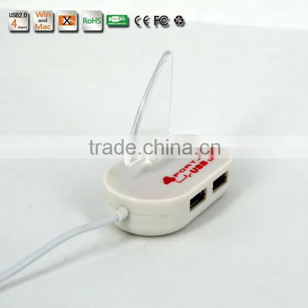 High Quality Blue Led Mini 4 Port HUB High Speed USB 2.0 Splitter Adapter Hub With Cable For Macbook PC Laptop photo-2