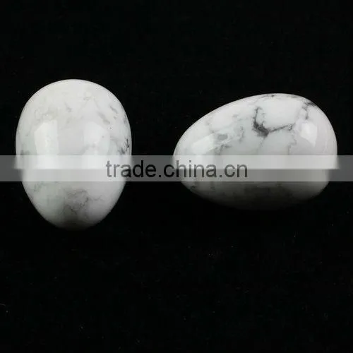 SL72504 Natural Howlite Carved Stone Egg